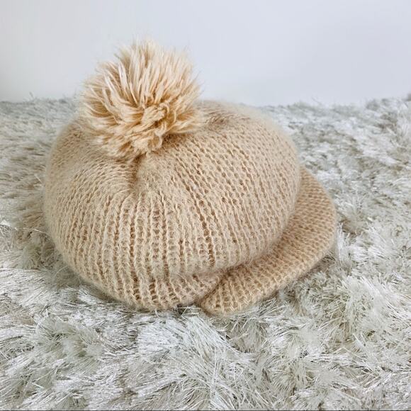 Blush Pink Tan Pageboy Stocking Hat Pom Pom - Picture 2 of 4